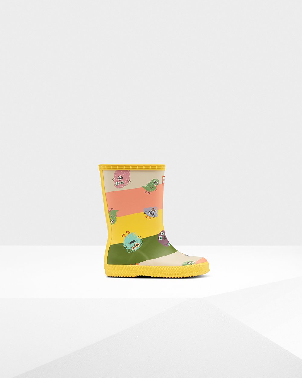 Hunter Niños Original First Classic Scribble Print - Botas de Lluvia Amarillo - 285-TDAUXR